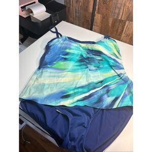 Maxine of Hollywood One piece Blue Green Size 14